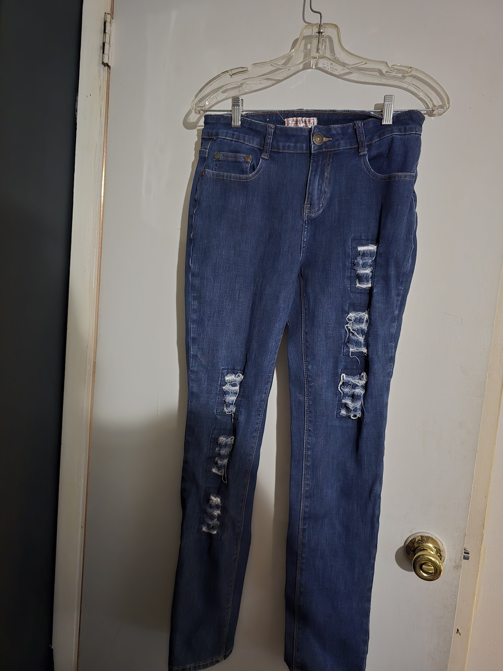 Ripped Dark Blue Skinny Jeans for Women